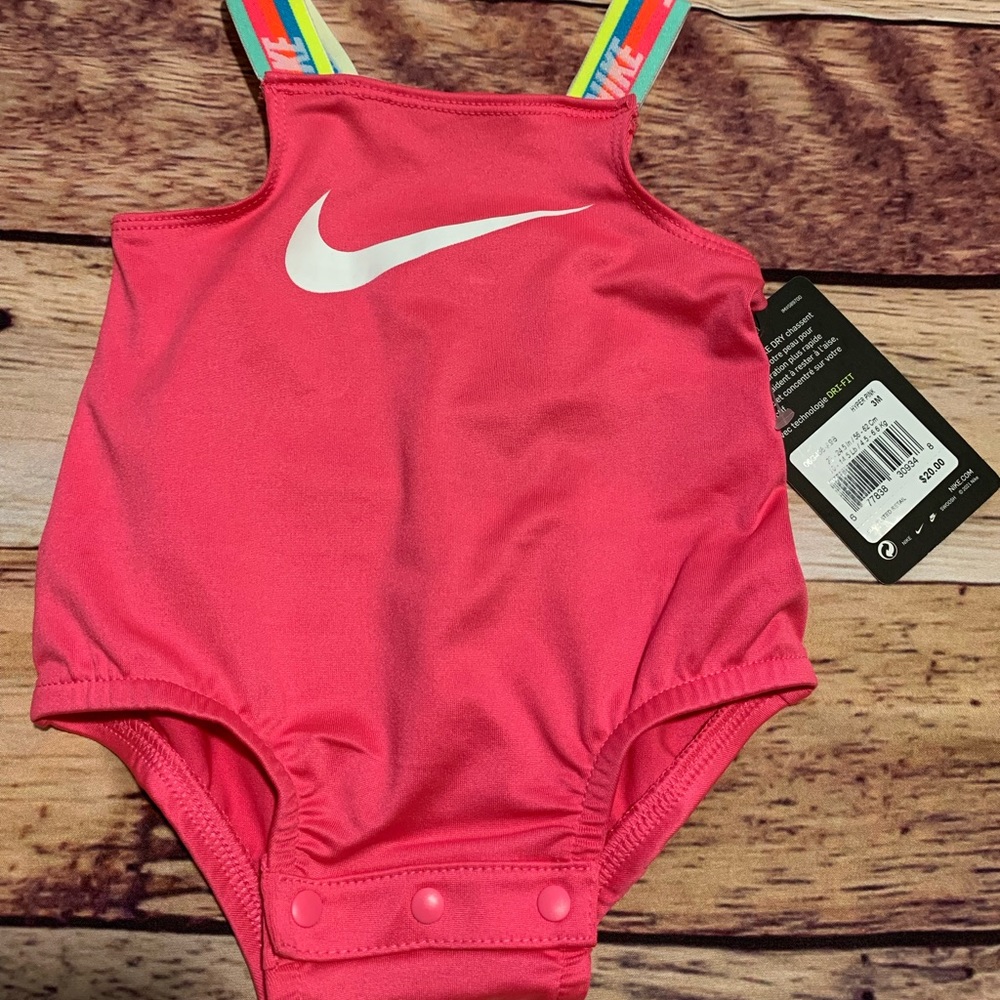 Nike infant pink swimsuit sz 3 month dry fit